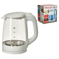 чайник электрический DELTA LUX DL-1058W стекло 2200Вт 2л белый 