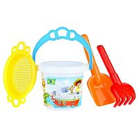 набор детский для песочницы №154 ведро 0,8л, сито, совок 19см, грабли 19см 01854 1/26