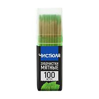 зубочистки ЧИСТЮЛЯ 100шт мятные 1/50 ЗЧ001 Мин.заказ=5