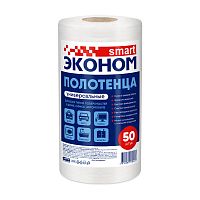 полотенца ЭКОНОМ SMART (ЭКОНОМ СМАРТ) 50шт 20*23см Универсальные в рулоне спанлейс 72845 1/30 Мин.заказ=2