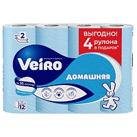 бумага туалетная VEIRO (ВЕЙРО) Домашняя 2сл 12шт белая 1/6 1С212ПРОМО