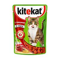 корм KITEKAT (КИТИКЕТ)   85г соус говядина 1/28  Мин.заказ=28