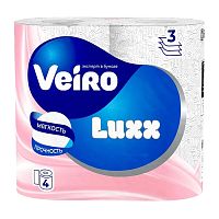 бумага туалетная VEIRO (ВЕЙРО) LUXX 3сл 4шт белая 1/12 5С34ОМ АКЦИЯ! Мин.заказ=3