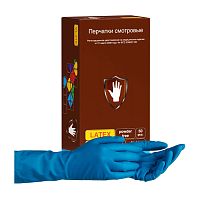 перчатки латексные (M) 25пар Safe&Care неопудренные, особопр. HIGH-RISK синий  Мин.заказ=25