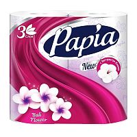 бумага туалетная PAPIA (ПАПИА) 3сл 4шт  Тропическая экзотика  Bali Flower 1/14