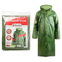 дождевик KOMFI (КОМФИ)  EVA005G на кнопках,зеленый,с капюшоном NADZOR 1/50