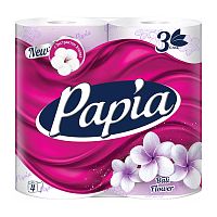 бумага туалетная PAPIA (ПАПИА) 3сл 4шт  Белая Bali Flower 1/14