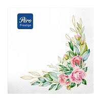 салфетки бумажные 33*33  20шт PERO Prestige Розовые розы 3сл 1/12 Мин.заказ=2