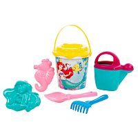 набор детский для песочницы DISNEY РУСАЛОЧКА №4 (ведро,ситечко Солнышко,лопатка №5,грабельки №5,2формочки,лейка №10) 65957