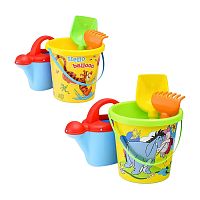 набор детский для песочницы №9 DISNEY Винни и его друзья (ведро с наклейкой, лопатка, грабельки, лейка) 65605 АКЦИЯ!
