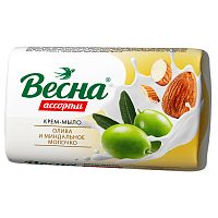 мыло туалетное ВЕСНА 90г Олива и миндальное молочко 1/72   6088 Мин.заказ=6