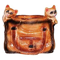 фигура садовая КАШПО ДВА КОТЕНКА В СУМКЕ 22*25см 113