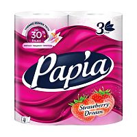 бумага туалетная PAPIA (ПАПИА) 3сл 4шт  Клубничная мечта  Bali Flower 1/14