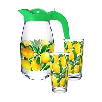 набор для воды ЛИМОНЫ (кувшин+2стакана) 1607/2-Д г.Гусь-Хрустальный 