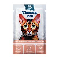 корм CHAMMY (ЧАММИ) PRO  85г мясное ассорти с потрошками в желе для кошек 1/30 АКЦИЯ! Мин.заказ=30
