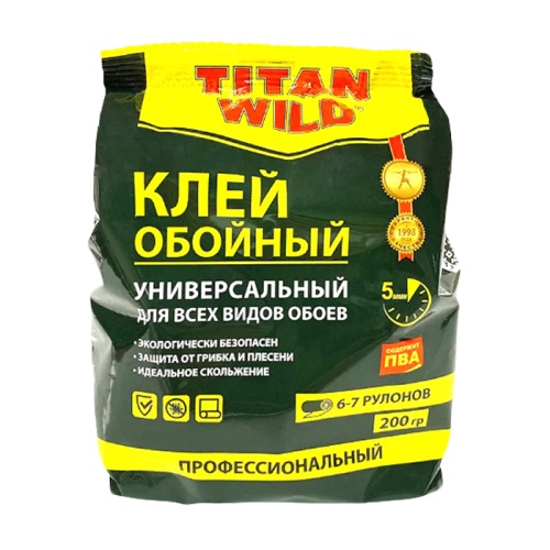 клей обойный TITAN (ТИТАН) WILD 200гр универсальный 1/36 клей обойный TITAN (ТИТАН) WILD 200гр универсальный 1/36