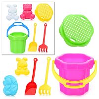 набор детский для песочницы №103 (ведро-цветок 0,3л,сито,грабли,совок,2 формочки) 01803 Мин.заказ=2