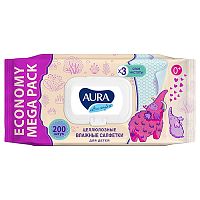 салфетки влажные 200шт AURA (АУРА) детские big-pack с крышкой 1/12 8839/15793