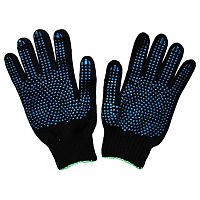 перчатки х/б 7 НИТЕЙ с ПВХ черные (7.5класс) 1/10/300 Н.Новгород  Мин.заказ=10