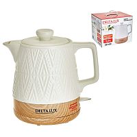 Чайник DELTA LUX корпус из фарфора 1л, 1200 Вт белый DE-1020 1/6