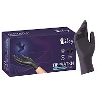 перчатки нитриловые (S) 50пар 1/50 LIBRY KN002BL черные  Мин.заказ=50