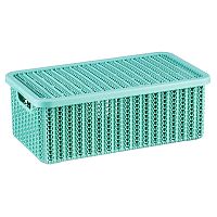 коробка для хранения ВЯЗАНИЕ с крышкой 6л фисташковый 1/6 М 2370