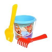 набор детский для песочницы №  7 Три кота (ведро малое,совок №2,грабельки №2) 1/18 73645