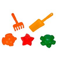 набор детский для песочницы (3формочки,лопатка 16,5см,грабельки) П0012