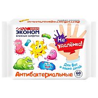 салфетки влажные  60шт ЭКОНОМ СМАРТ антибактериальные детские 1/30 72074 Мин.заказ=5