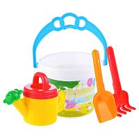 набор детский для песочницы №123 (ведро 0,8л термо,совок 19см,грабли 19см,лейка 0,4л) 01823 1/28