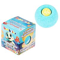 шарик для ванны BAMBOLINA (БАМБОЛИНА) 130г с игрушкой, бурлящий ,синий 1/16 3145802 Мин.заказ=2