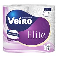 бумага туалетная VEIRO (ВЕЙРО) Elite Extra 4сл 4шт 1/10 9С44 Мин.заказ=2